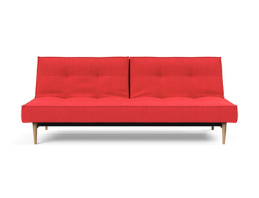 Splitback Styletto Light Wood sovesofa i 511 Elegance Red, set forfra