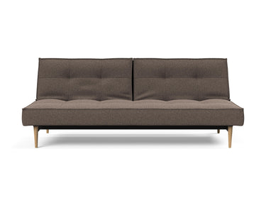 Splitback Styletto Light Wood sovesofa i 530 Bouclé Taupe, set forfra