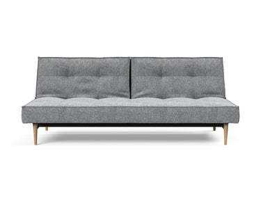 Splitback Styletto Light Wood sovesofa i 565 Twist Granite, set forfra