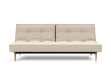 Splitback Styletto Light Wood sovesofa i 586 Phobos Latte, set forfra