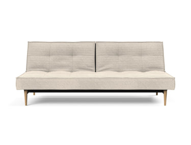 Splitback Styletto Light Wood sovesofa i 594 Corduroy Ivory, set forfra