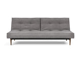 Splitback Styletto Dark Wood sovesofa i 282 Avella Warm Grey, set forfra