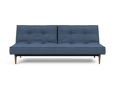 Splitback Styletto Dark Wood sovesofa i 302 Weda Blue, set forfra