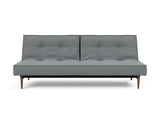 Splitback Styletto Dark Wood sovesofa i 320 Corocco Shadow Grey, set forfra