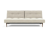 Splitback Styletto Dark Wood sovesofa i 357 Taura Off White, set forfra