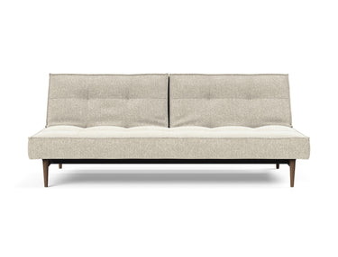 Splitback Styletto Dark Wood sovesofa i 357 Taura Off White, set forfra