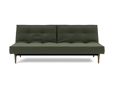 Splitback Styletto Dark Wood sovesofa i 413 Esina Olive Green, set forfra