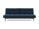 Splitback Styletto Dark Wood sovesofa i 414 Esina Indigo Blue, set forfra