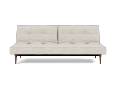 Splitback Styletto Dark Wood sovesofa i 470 Yuveno Natural, set forfra