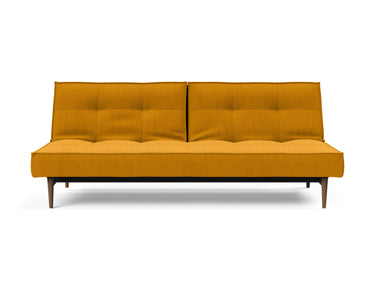 Splitback Styletto Dark Wood sovesofa i 507 Elegance Burned Curry, set forfra