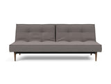 Splitback Styletto Dark Wood sovesofa i 521 Mixed Dance Grey, set forfra