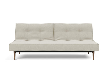 Splitback Styletto Dark Wood sovesofa i 527 Mixed Dance Natural, set forfra