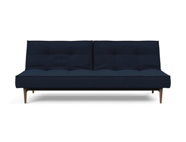 Splitback Styletto Dark Wood sovesofa i 528 Mixed Dance Blue, set forfra