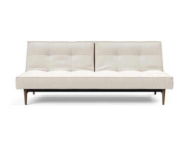 Splitback Styletto Dark Wood sovesofa i 531 Bouclé Off White, set forfra