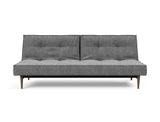 Splitback Styletto Dark Wood sovesofa i 563 Twist Charcoal, set forfra