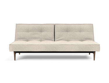 Splitback Styletto Dark Wood sovesofa i 594 Corduroy Ivory, set forfra