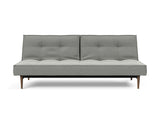 Splitback Styletto Dark Wood sovesofa i 853 Mahoga Dove Grey, set forfra