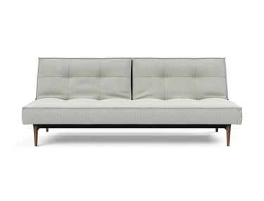 Splitback Styletto Dark Wood sovesofa i 888 Mozart Slate Brown, set forfra