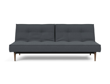 Splitback Styletto Dark Wood sovesofa i 894 Mozart Grey Bronze, set forfra