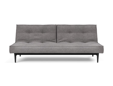 Splitback Styletto Black Wood sovesofa i 282 Avella Warm Grey, set forfra