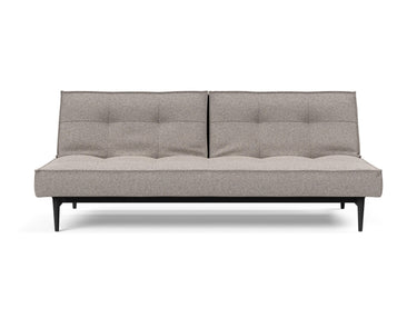 Splitback Styletto Black Wood sovesofa i 321 Corocco Warm Grey, set forfra