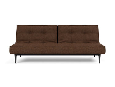 Splitback Styletto Black Wood sovesofa i 359 Taura Cappuccino, set forfra