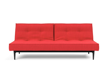 Splitback Styletto Black Wood sovesofa i 511 Elegance Red, set forfra