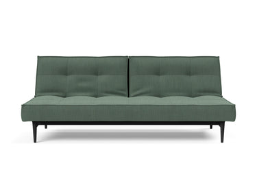 Splitback Styletto Black Wood sovesofa i 518 Elegance Green, set forfra