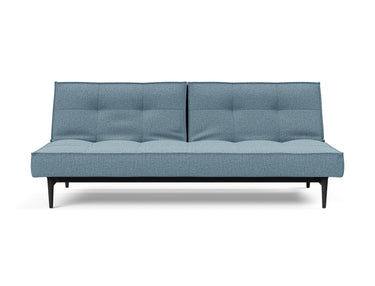 Splitback Styletto Black Wood sovesofa i 525 Mixed Dance Light Blue, set forfra