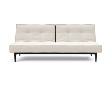 Splitback Styletto Black Wood sovesofa i 531 Bouclé Off White, set forfra
