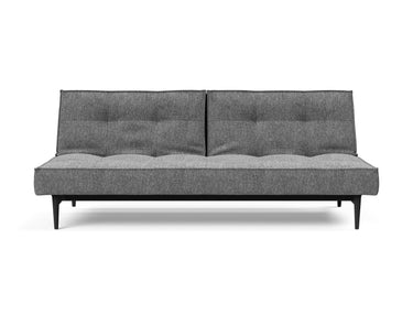 Splitback Styletto Black Wood sovesofa i 563 Twist Charcoal, set forfra