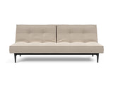 Splitback Styletto Black Wood sovesofa i 612 Blida Sand Grey, set forfra