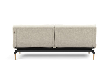 Splitback Styletto Light Wood sovesofa i 357 Taura Off White, set bagfra