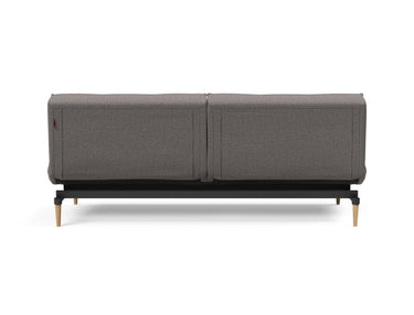 Splitback Styletto Light Wood sovesofa i 521 Mixed Dance Grey, set bagfra