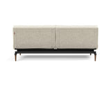 Splitback Styletto Dark Wood sovesofa i 357 Taura Off White, set bagfra