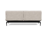 Splitback Styletto Black Wood sovesofa i 471 Yuveno Sand, set bagfra