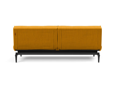 Splitback Styletto Black Wood sovesofa i 507 Elegance Burned Curry, set bagfra
