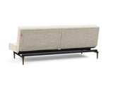 Splitback Styletto Dark Wood sovesofa i 357 Taura Off White, set skråt bagfra
