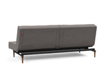 Splitback Styletto Dark Wood sovesofa i 521 Mixed Dance Grey, set skråt bagfra