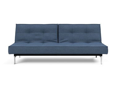 Splitback Chrome sovesofa i 302 Weda Blue, set forfra