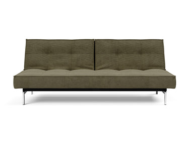 Splitback Chrome sovesofa i 316 Cordufine Pine Green, set forfra