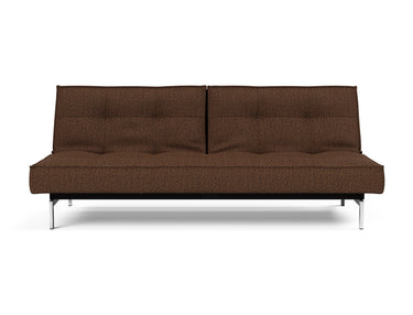 Splitback Chrome sovesofa i 359 Taura Cappuccino, set forfra