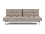 Splitback Chrome sovesofa i 472 Yuveno Warm Grey, set forfra