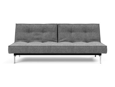 Splitback Chrome sovesofa i 563 Twist Charcoal, set forfra