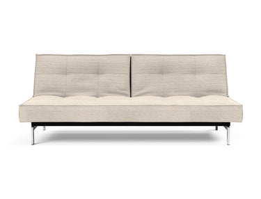 Splitback Chrome sovesofa i 594 Corduroy Ivory, set forfra