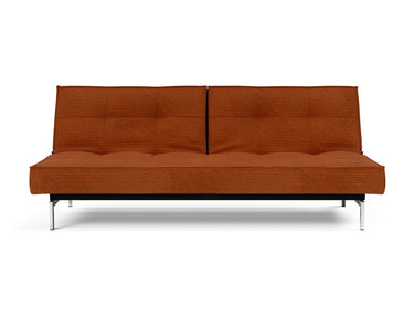 Splitback Chrome sovesofa i 595 Corduroy Burnt Orange, set forfra