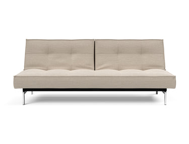 Splitback Chrome sovesofa i 612 Blida Sand Grey, set forfra