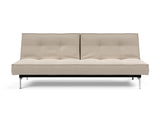 Splitback Chrome sovesofa i 612 Blida Sand Grey, set forfra