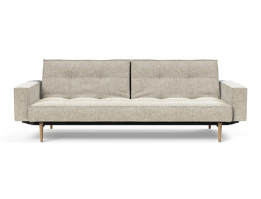 Splitback Styletto Light Wood sovesofa med armlæn i 357 Taura Off White, set forfra