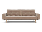 Splitback Styletto Light Wood sovesofa med armlæn i 417 Esina Mocha, set forfra